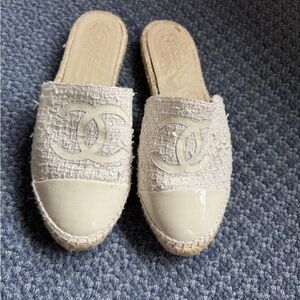 Authentic Chanel Beige Tweed Women's Shoes